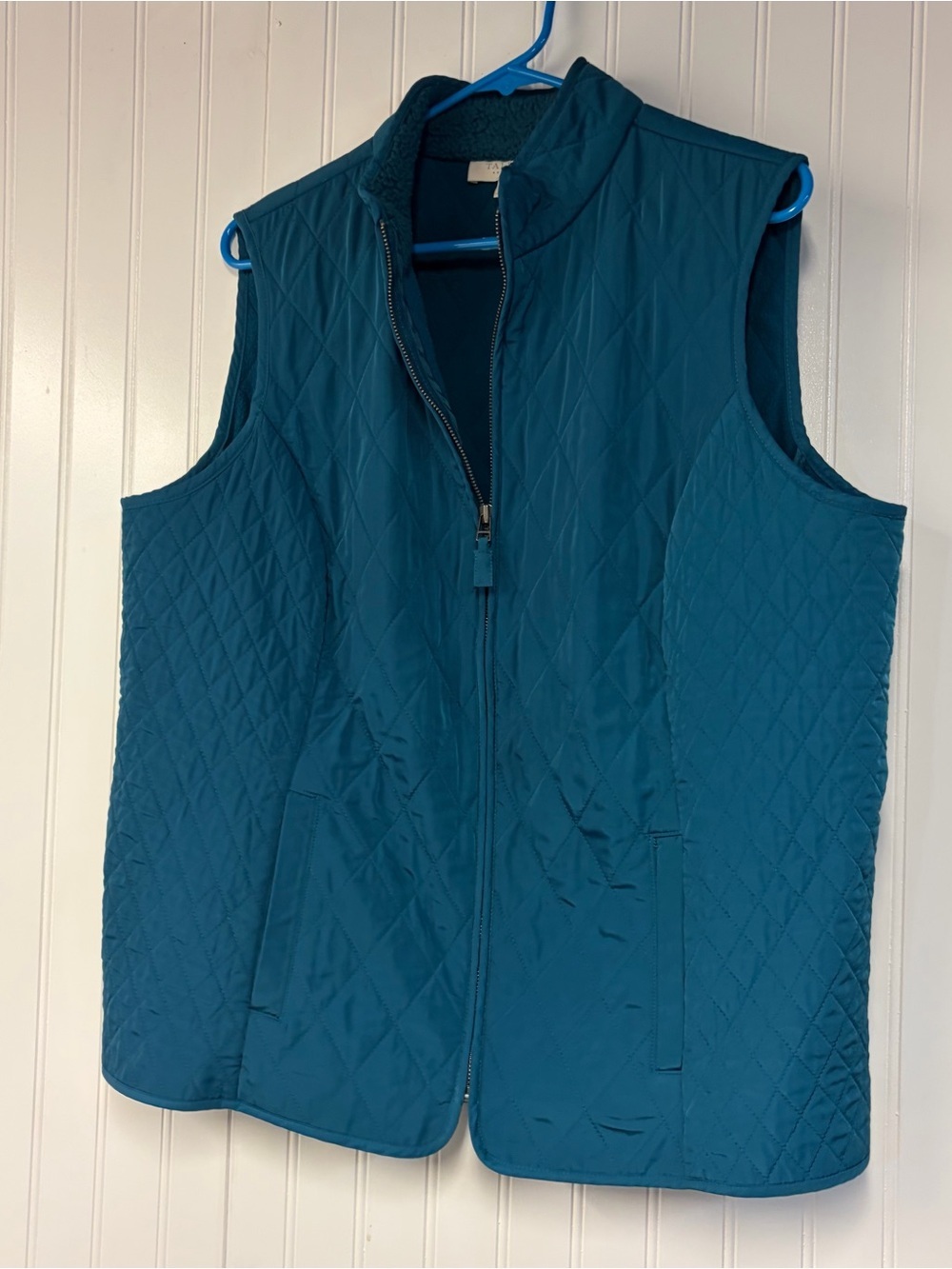 Talbots Teal Quilted Zip Front Vest 1X